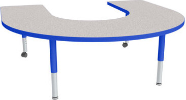 Sprogs Adjustable Height Horseshoe Preschool Classroom Activity Table with Casters
