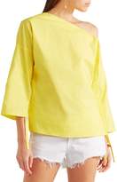 Thumbnail for your product : Tibi One-shoulder Ruched Cotton-poplin Top