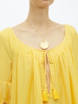 Thumbnail for your product : Thierry Colson Eva Metallic Cotton-blend Kaftan Dress - Yellow