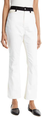 Rosetta Getty High-Rise Skinny Flared Cropped Jeans w/ Contrast Pockets