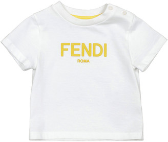 Fendi Girl's 3D Logo-Print Short-Sleeve Cotton Shirt, Size 12-24M