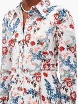 Thumbnail for your product : Erdem Josianne Bird Blossom-print Linen Midi Shirt Dress - White Print