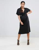 Thumbnail for your product : ASOS Maternity V Neck Column Midi Dress With Eyelet And Tie