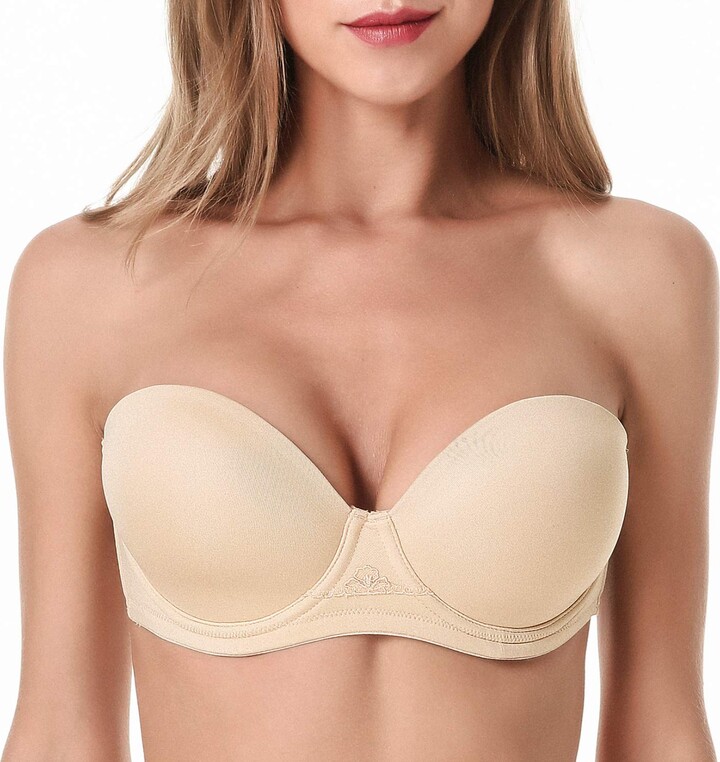 WingsLove Women's Strapless Bra Full Coverage Underwire Multiway Plus Size  Contour Comfort Bra(Nude 36H) - ShopStyle