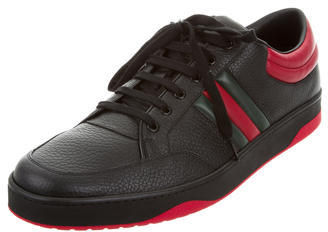 Gucci Leather Web-Trimmed Sneakers