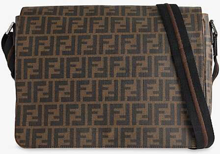 Reselfridges Womens Brown Pre-Loved Fendi Zucca Spalmati Flap Coated Canvas Cross Body Bag