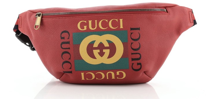 gucci print leather belt bag red