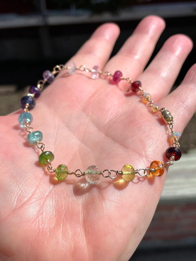 Etsy Rainbow Gemstone Gold-Filled Bracelet