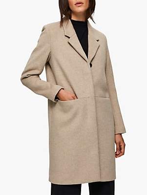 Selected Boa Wool Blend Coat, Sandshell Melange