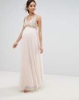 Thumbnail for your product : Little Mistress Maternity Plunge Front Embellished Maxi Dress