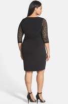 Thumbnail for your product : Calvin Klein Ruched Lace & Jersey Sheath Dress (Plus Size)