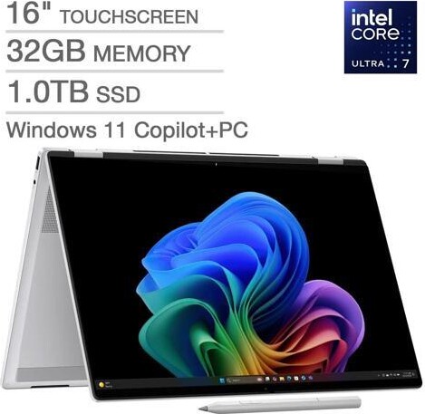 HP Omnibook 7 Flip 2-in-1 Newest Gen Laptop: Intel Core Ultra 7 258V Processor, 16' 3K OLED Touchscreen Display, 32GB DDR5 RAM, 1TB SSD, HP Pen...