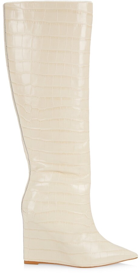 knee high leather wedge boots