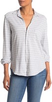 Thumbnail for your product : Frank And Eileen Eileen Heathered Stripe Jersey Button Front Shirt