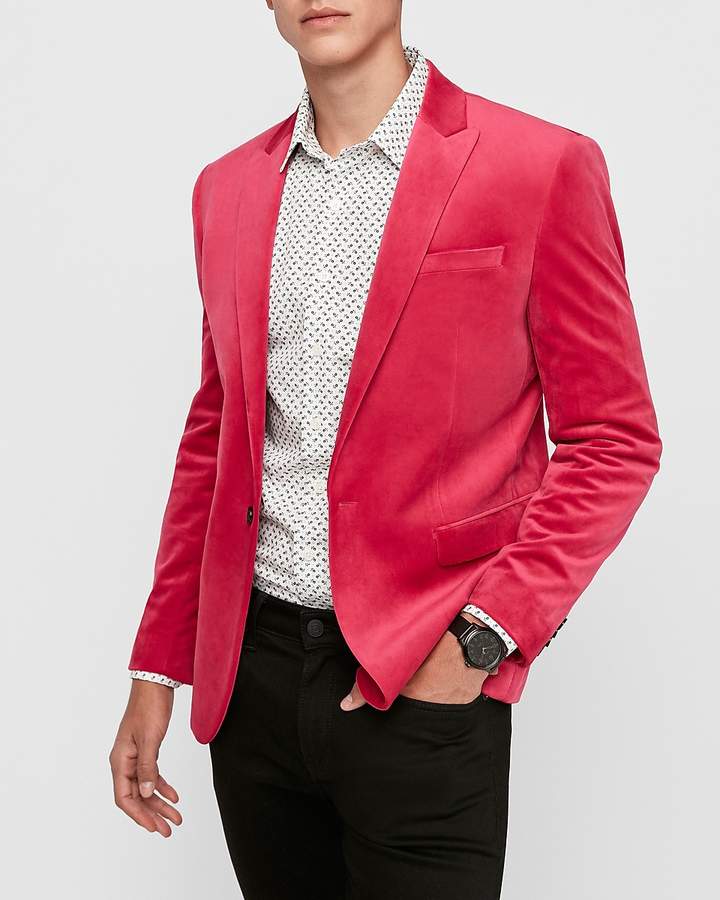 Express Slim Pink Velvet Tuxedo Jacket ShopStyle Sport Coats & Blazers