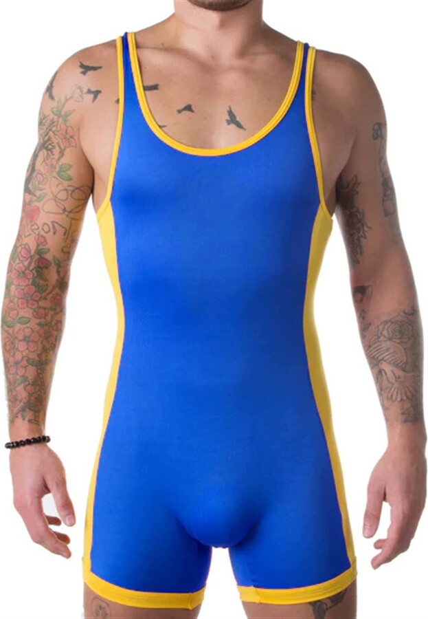 KAMVI Mens Singlet Wrestling Suit Gym Training Wrestling Singlets Men's