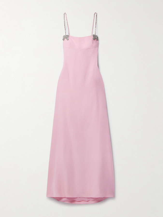 Valentino Garavani Crystal-embellished Silk-crepe Gown - Pink
