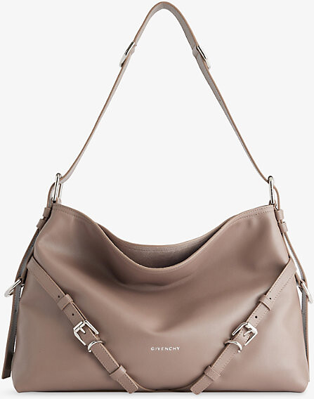 Givenchy Womens Taupe Silver Voyou Medium Leather Shoulder Bag