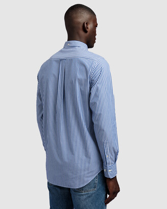 Gant Men's Blue Long Sleeve Shirts - Broadcloth Stripe Button Down