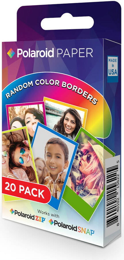 Polaroid 2" x 3" Rainbow Border Premium ZINK Photo Paper, 20-Pack