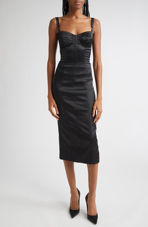Dolce & Gabbana Bustier Detail Satin Midi Dress