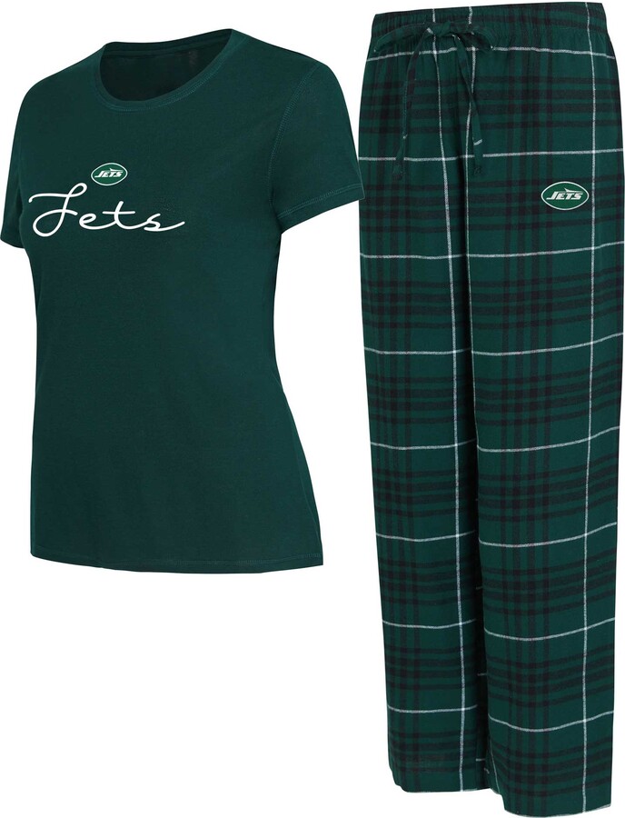 Women's Concepts Sport New York Jets Vector Top & Flannel Pants Sleep Set