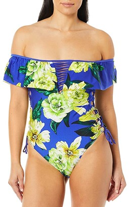yellow ruffle bathing suit