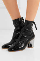 Thumbnail for your product : Proenza Schouler Lace-up Glossed Textured-leather Ankle Boots - Black