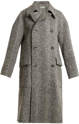 CONNOLLY Double-breasted herringbone oversized wool coat