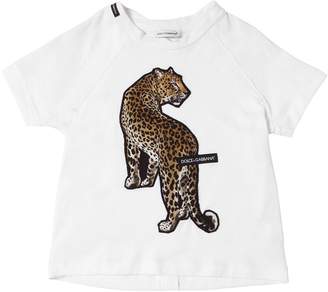 Dolce & Gabbana Leopard Patch Cotton Jersey T-Shirt