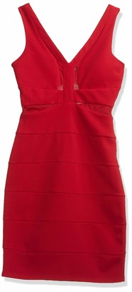 My Michelle Sequin Hearts Junior's V Neck Bandage Tank Dress with Mesh Cutouts