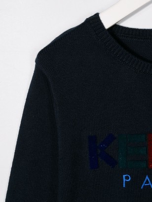 Kenzo Kids Embroidered And Flocked Logo Sweater