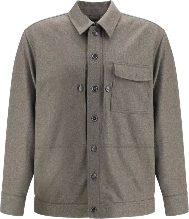 Brioni Button-Fastening Patch-Pocket Shirt