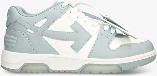 Off-White Mens Pale Blue Out Of Office Logo-Embroidered Leather and Polyester-Blend Low-Top Trainers Eur 45 / 11 Uk Men