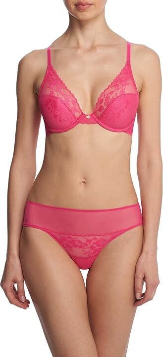 Natori Cherry Blossom Convertible Contour Underwire Bra Women's Bra Bright Blush : 34C, Spandex/Sheer/Polyester