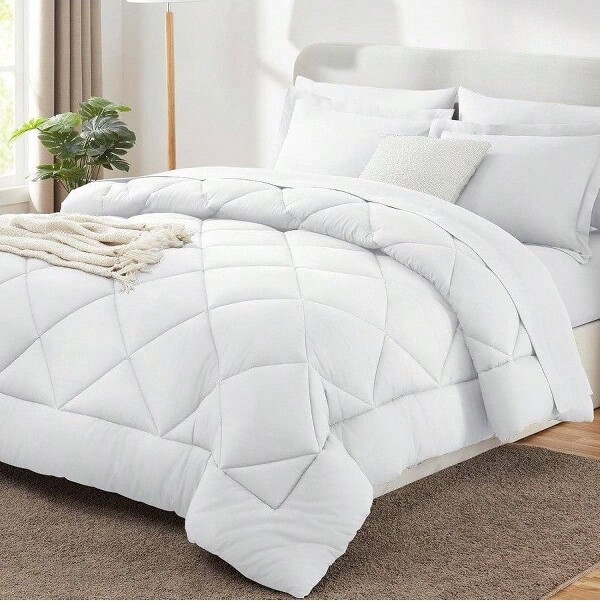 AI'MAGE KingSizeComforterSetWhite-7PiecesBedinaBag,LuxurySoftBeddingwithDownAlternativeComforter,Sheets,PillowcasesShamsWhiteKing