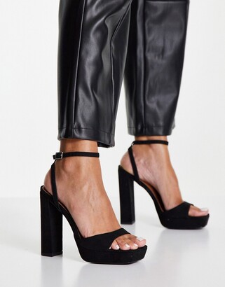 black platform barely there heels