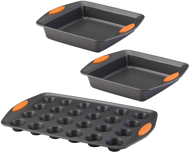 BINO Bakeware Nonstick Cookie Sheet Baking Tray Set, 3-Piece - Gunmetal |  Non Stick Baking Pans Set | Carbon Steel Tray Bakeware Sets | Oven Safe