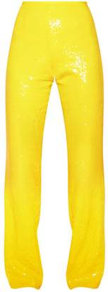 PrettyLittleThing Yellow Sequin Flare Leg Trouser