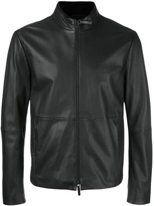 Armani Collezioni zipped leather jacket - men - Lamb Skin/Polyester - 52