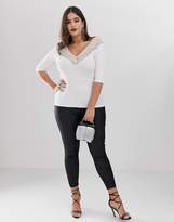 Thumbnail for your product : ASOS Curve DESIGN Curve top with bardot off shoulder lace trim