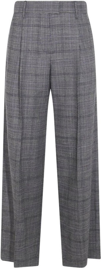 Brunello Cucinelli Checked Pleated Pants