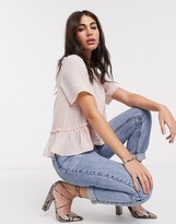 Thumbnail for your product : ASOS DESIGN woven t-shirt with ruffle hem