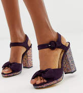 Thumbnail for your product : Oasis block heeled sandals with glitter heel in purple