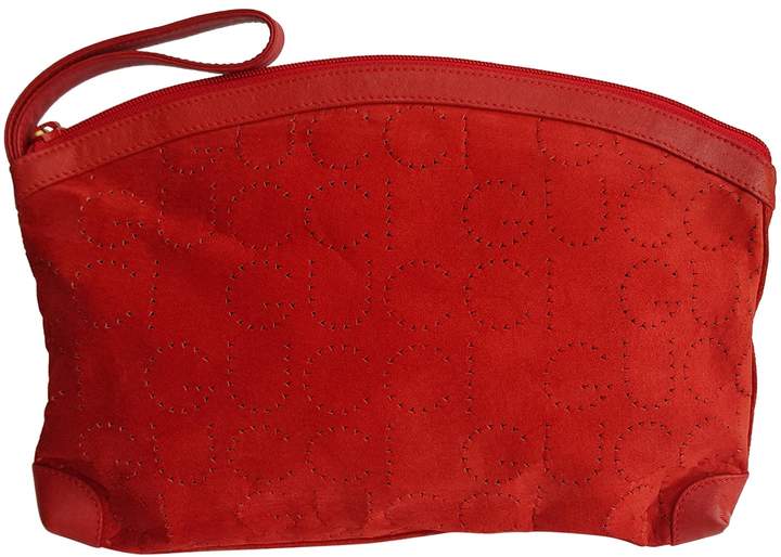 red suede clutch purse