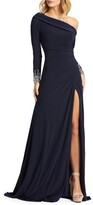 Thumbnail for your product : Mac Duggal One-Shoulder Long Sleeve Jersey Gown