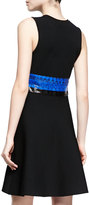 Thumbnail for your product : Proenza Schouler Contrast Whipsnake-Inset Fit-And-Flare Dress, Black Combo
