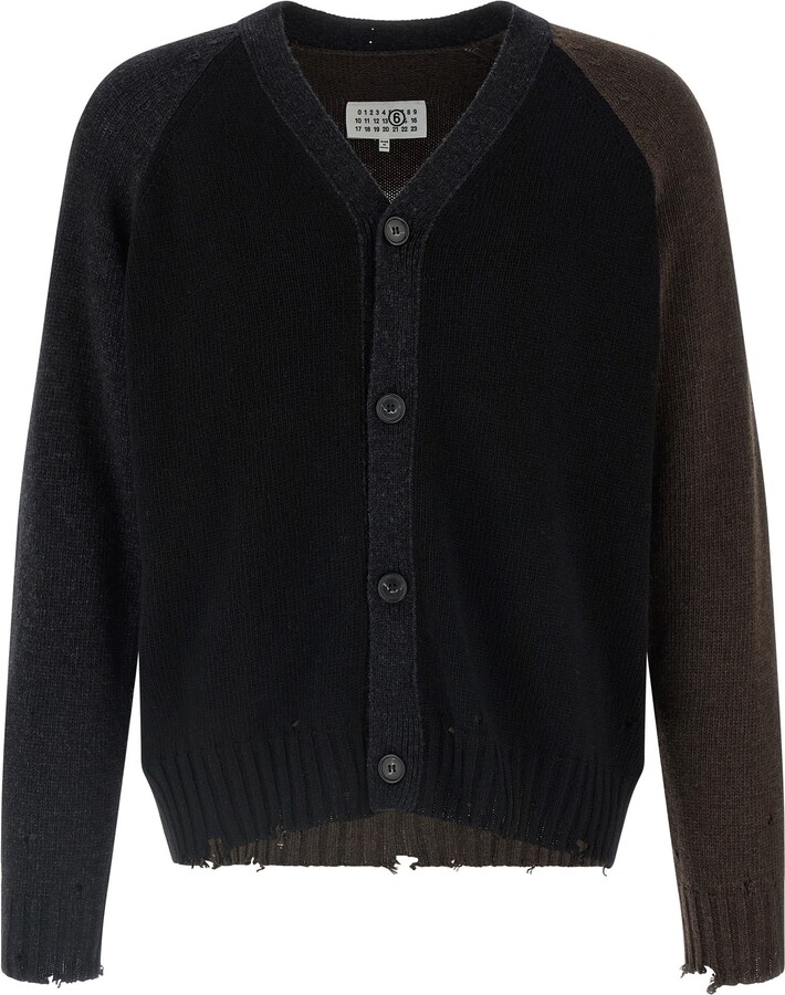 MM6 MAISON MARGIELA Two-tone Suede Patch Cardigan