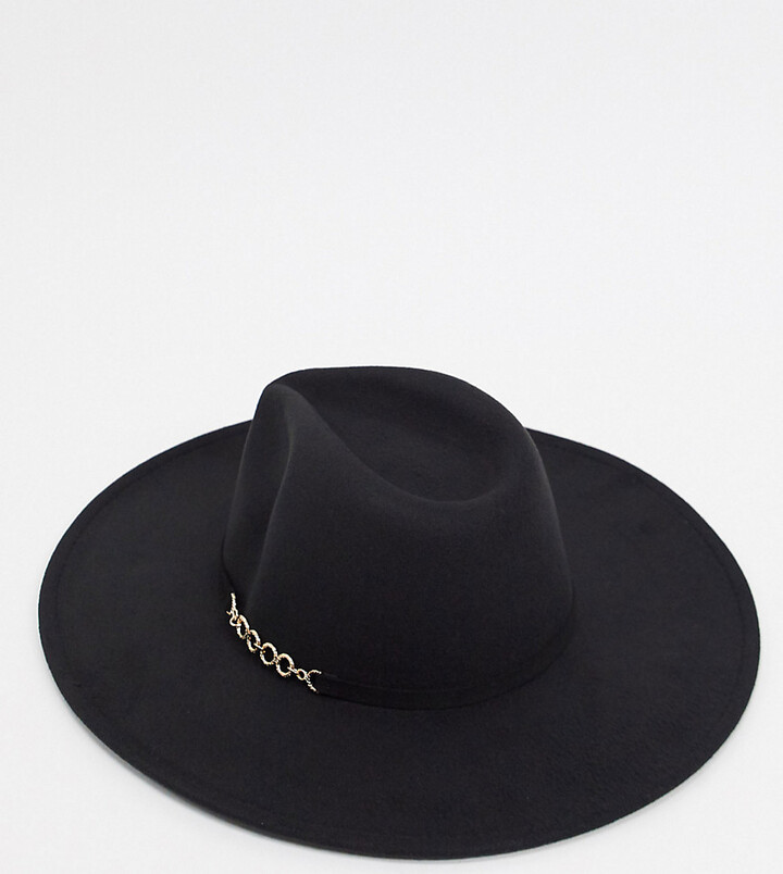spin fusion tand My Accessories London Exclusive adjustable oversized fedora hat with chain  detail in black - ShopStyle