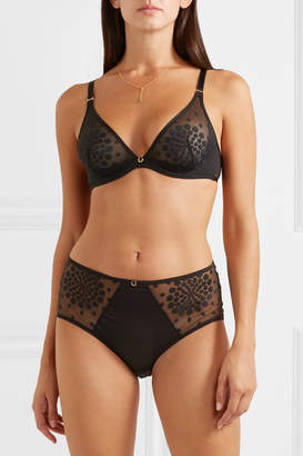 Chantelle Etoile Embroidered Stretch-tulle And Jersey Underwired Plunge Bra